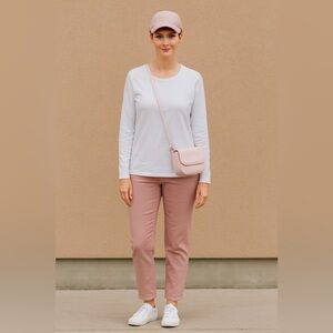Ellen Tracy Supima White Long Sleeve Top